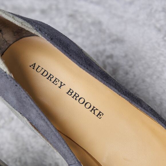 Audrey Brooke Black Gray Suede Cap Toe Heels Pumps Womens Size 8.5 - Picture 16 of 16